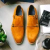 Flash Sale Zelli Legerra Suede Monk Strap Shoes (56-100-CGN) Cognac