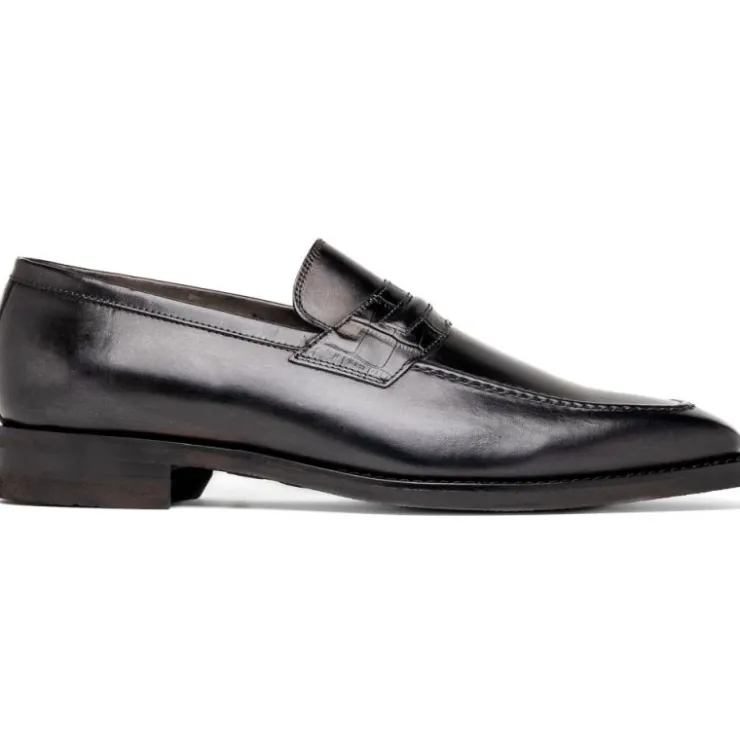 Best Zelli Meo Hand Burnished Loafers (15-703-BLK) Black