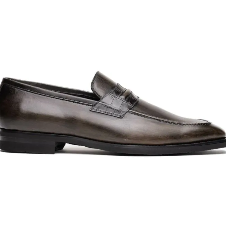 Best Zelli Meo Hand Burnished Loafers (15-703-GRY) Grey