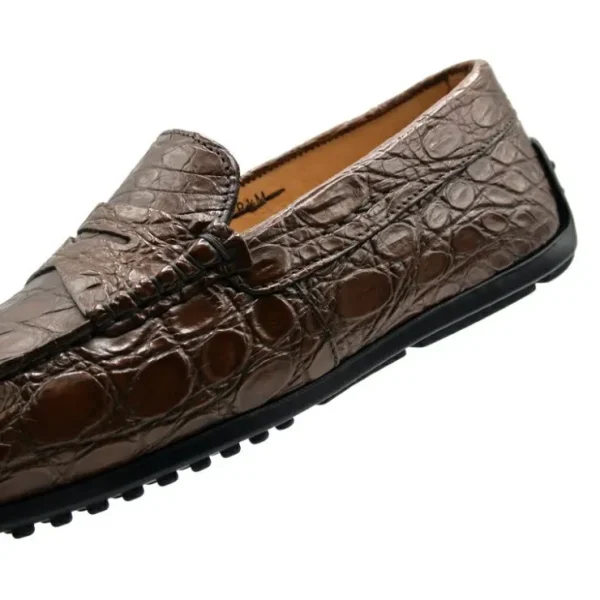 Discount Zelli Monza Caiman Crocodile Driving Loafers (31-103-CGN) Cognac