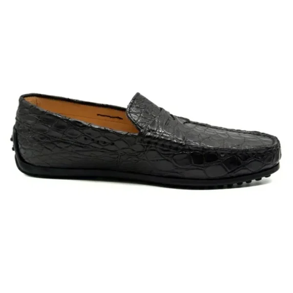 zelli_monza_caiman_crocod_3.webp New Zelli Monza Caiman Crocodile Driving Loafers (31-103-BLK) Black