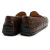 New Zelli Monza Nile Crocodile Driving Loafers Size 13 (32-102-CGN) Cognac