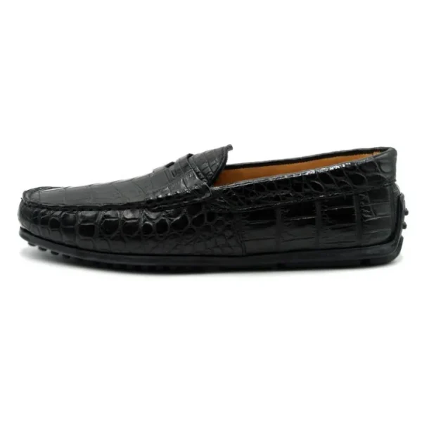 Discount Zelli Monza Nile Crocodile Driving Loafers (32-102-BLK) Black