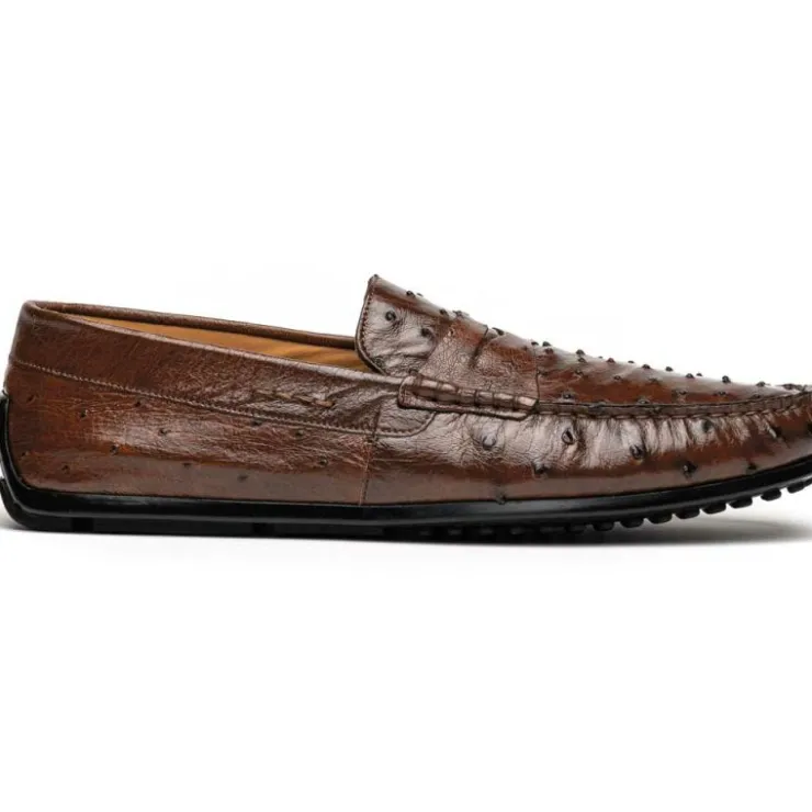 Flash Sale Zelli Monza Ostrich Quill Driving Loafers (33-100-BRN) Brown