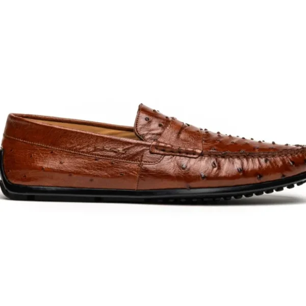 Cheap Zelli Monza Ostrich Quill Driving Loafers (33-100-BDY) Brandy