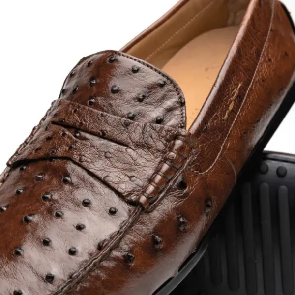 Flash Sale Zelli Monza Ostrich Quill Driving Loafers (33-100-BRN) Brown