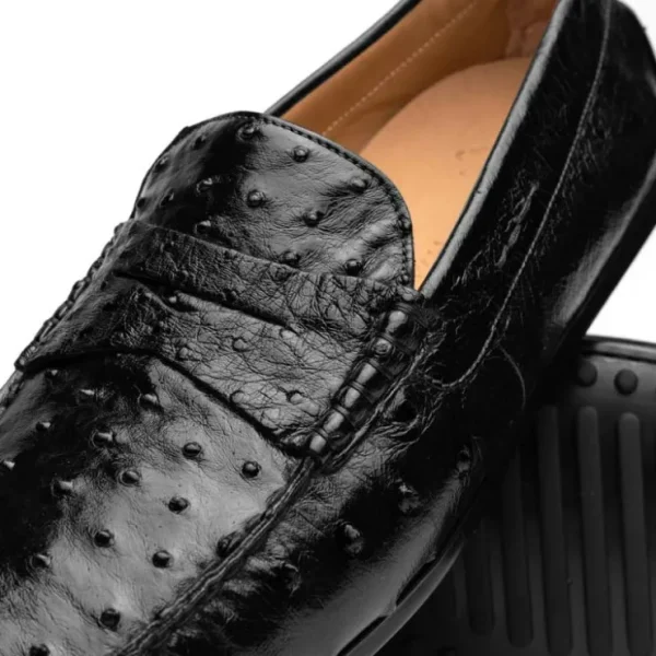 zelli_monza_ostrich_quill_3.webp Clearance Zelli Monza Ostrich Quill Driving Loafers (33-100-BLK) Black