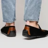 Best Sale Zelli Monza Suede & Calfskin Driving Loafers Black / Chestnut (36-300-BLK)