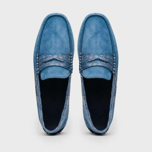 zelli_monza_suede_amp_cro_3-6.webp Hot Zelli Monza Suede & Crocodile Driving Shoes (31-160-DNM) Denim