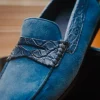 Hot Zelli Monza Suede & Crocodile Driving Shoes (31-160-DNM) Denim