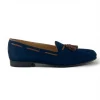 Sale Zelli Naples Suede & Crocodile Tassel Loafers (16-584-NVY) Navy