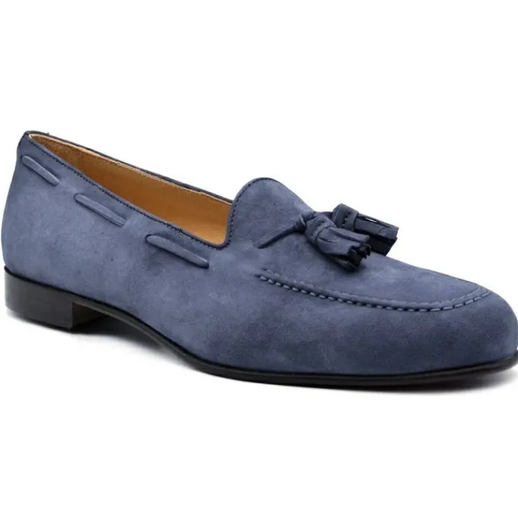 Cheap Zelli Naples Suede Tassel Loafers Blue Water (16-580-BLU) BlueWater