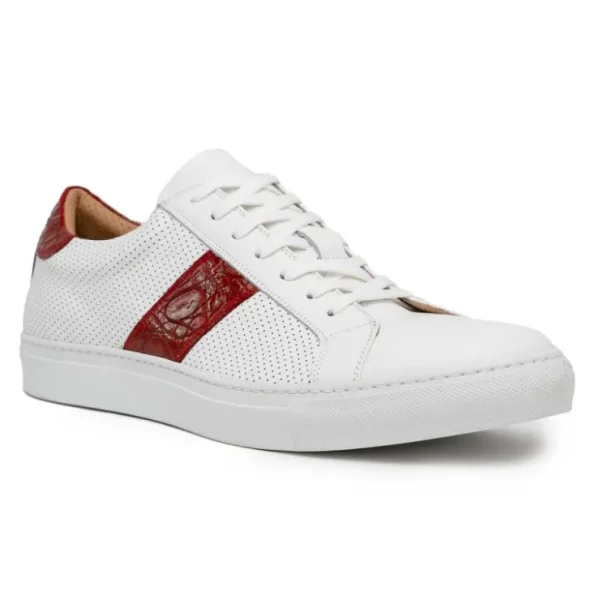 Fashion Zelli Olympias Calf & Crocodile Sneakers White / Red (61-101-RED) White/Red