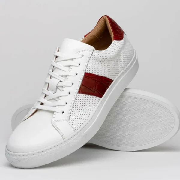 Fashion Zelli Olympias Calf & Crocodile Sneakers White / Red (61-101-RED) White/Red