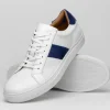 Outlet Zelli Olympias Calf & Crocodile Sneakers White / Navy (61-101-NVY) White/Navy