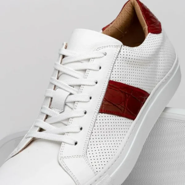 Fashion Zelli Olympias Calf & Crocodile Sneakers White / Red (61-101-RED) White/Red