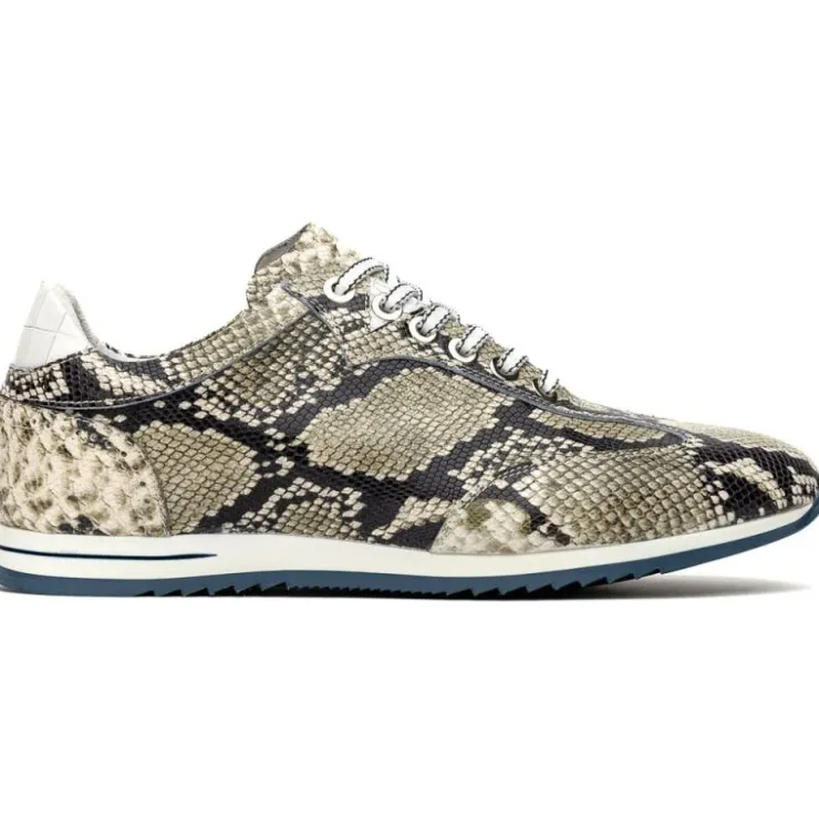 Outlet Zelli Peri Python Embossed Italian Calfskin Sneakers Black / White (65-215-WHT)