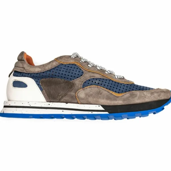 Flash Sale Zelli Raya Suede Calfskin Sneakers Blue / Taupe (66-237-BLU)