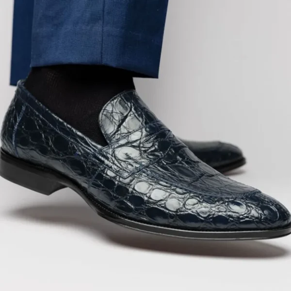 Flash Sale Zelli Roma Caiman Crocodile Loafers (11-201-NVY) Navy