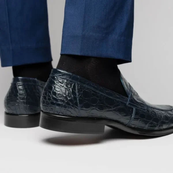 Flash Sale Zelli Roma Caiman Crocodile Loafers (11-201-NVY) Navy