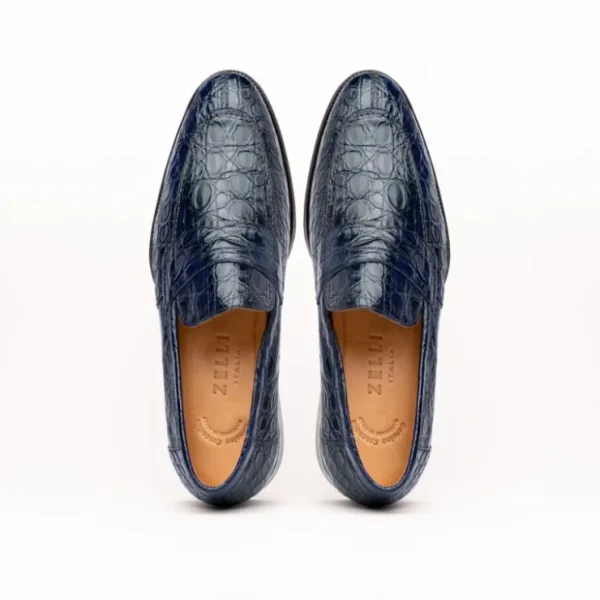 Flash Sale Zelli Roma Caiman Crocodile Loafers (11-201-NVY) Navy