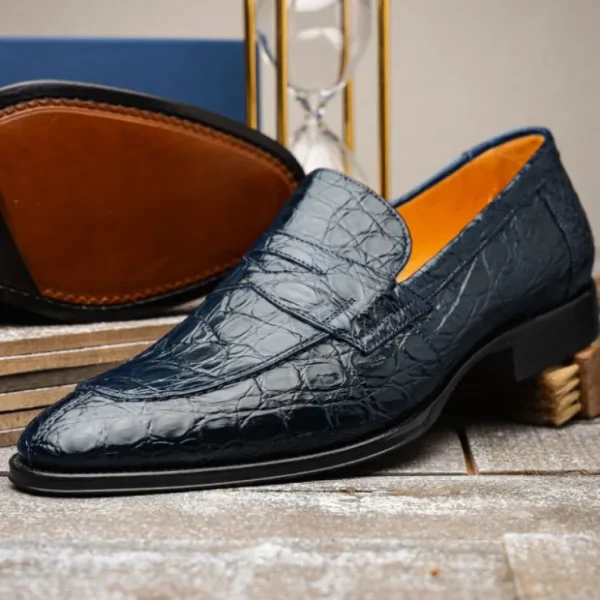 Flash Sale Zelli Roma Caiman Crocodile Loafers (11-201-NVY) Navy