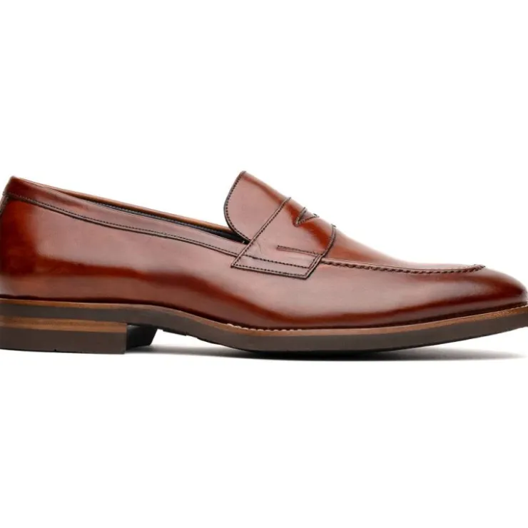 Best Zelli Roma Hand Burnished Penny Loafers (15-400-CGN) Cognac