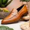 Clearance Zelli Roma Hand Burnished Penny Loafers (15-400-CML) Camel