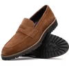 Shop Zelli Roma Italian Suede Penny Loafers (16-657-TOB) Tobacco