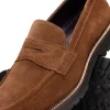 Shop Zelli Roma Italian Suede Penny Loafers (16-657-TOB) Tobacco