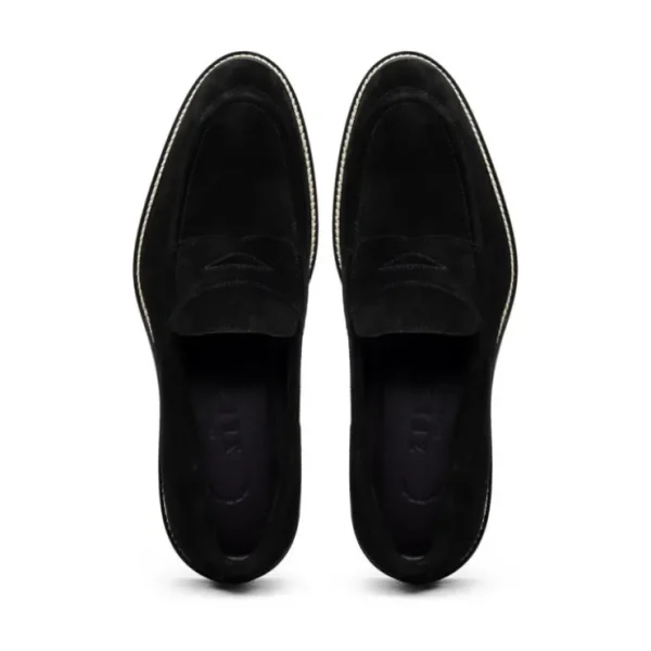 Fashion Zelli Roma Italian Suede Penny Loafers (16-657-BLK) Black