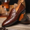 New Zelli Roma Ostrich Quill Penny Loafers (13-500-BRN) Brown