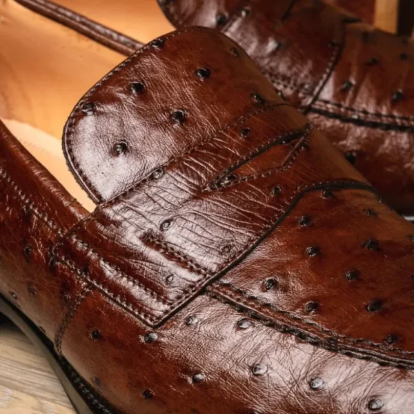 zelli_roma_ostrich_quill__13.webp New Zelli Roma Ostrich Quill Penny Loafers (13-500-BRN) Brown