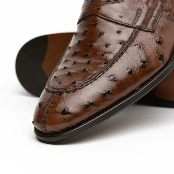 zelli_roma_ostrich_quill__8.webp New Zelli Roma Ostrich Quill Penny Loafers (13-500-BRN) Brown