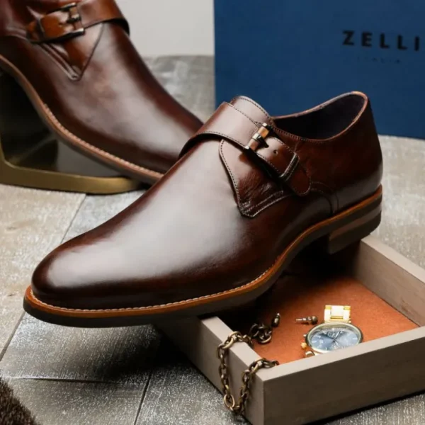 Hot Zelli Roman Monk Strap Shoes (55-506-CST) Chestnut