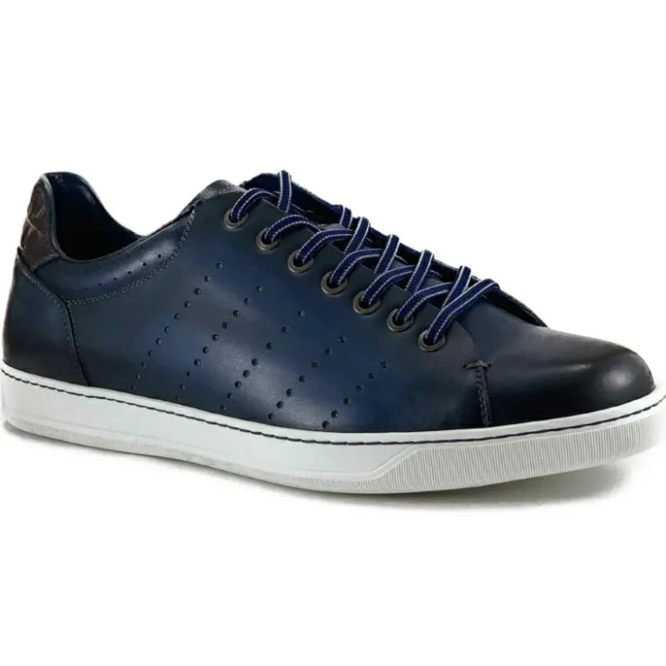 Hot Zelli Russo Calfskin & Crocodile Sneakers (65-201-NVY) Navy