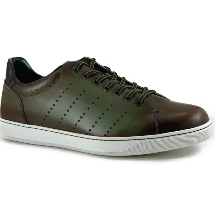 Flash Sale Zelli Russo Calfskin & Crocodile Sneakers (65-201-OLV) Olive