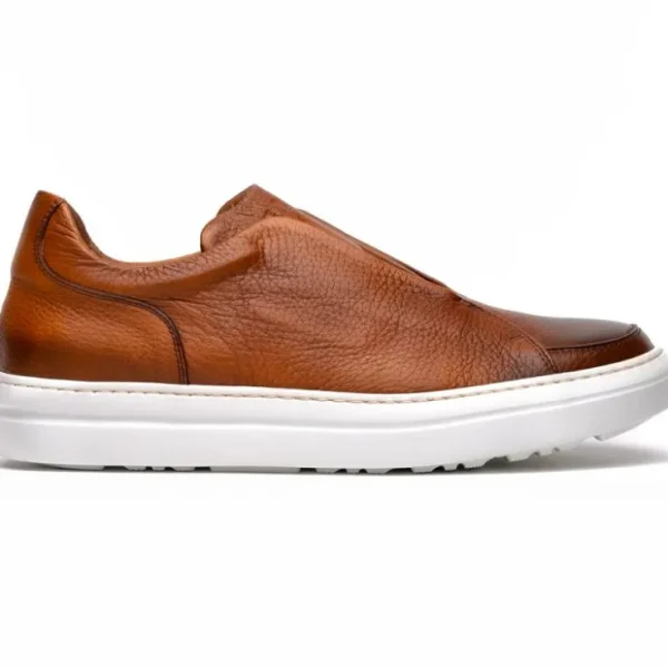 Outlet Zelli Spettacolare Pebble Grain Slip On Sneakers (65-225-CGN) Cognac