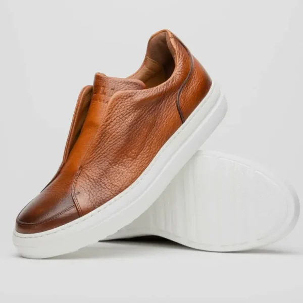 Outlet Zelli Spettacolare Pebble Grain Slip On Sneakers (65-225-CGN) Cognac