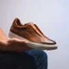 Outlet Zelli Spettacolare Pebble Grain Slip On Sneakers (65-225-CGN) Cognac