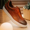 Outlet Zelli Spettacolare Pebble Grain Slip On Sneakers (65-225-CGN) Cognac