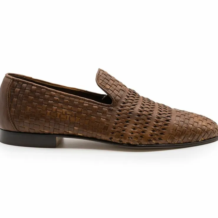 Cheap Zelli Tess Calfskin Woven Loafers (15-620-BRN) Brown