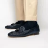 Cheap Zelli Tino Woven Tassel Loafers (15-216-NVY) Blue