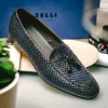 Cheap Zelli Tino Woven Tassel Loafers (15-216-NVY) Blue