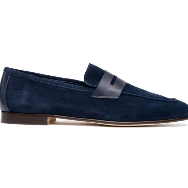 Hot Zelli Tippa Suede / Calfskin Penny Loafers (16-672-NVY) Navy