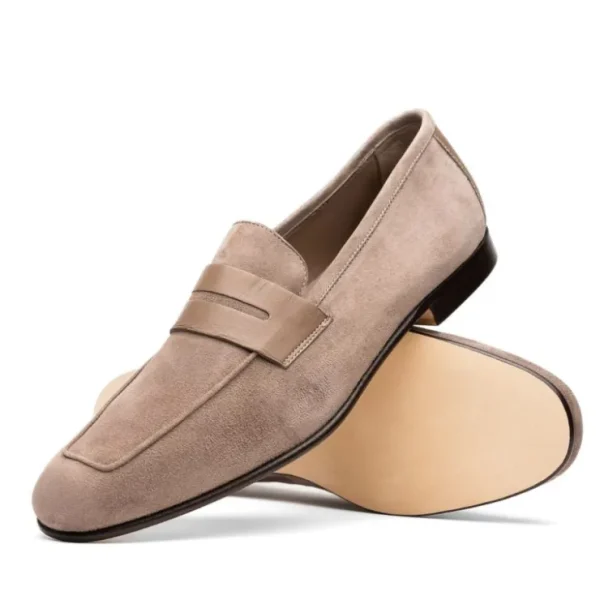 Clearance Zelli Tippa Suede / Calfskin Penny Loafers (16-672-TPE) Taupe