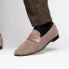 Clearance Zelli Tippa Suede / Calfskin Penny Loafers (16-672-TPE) Taupe