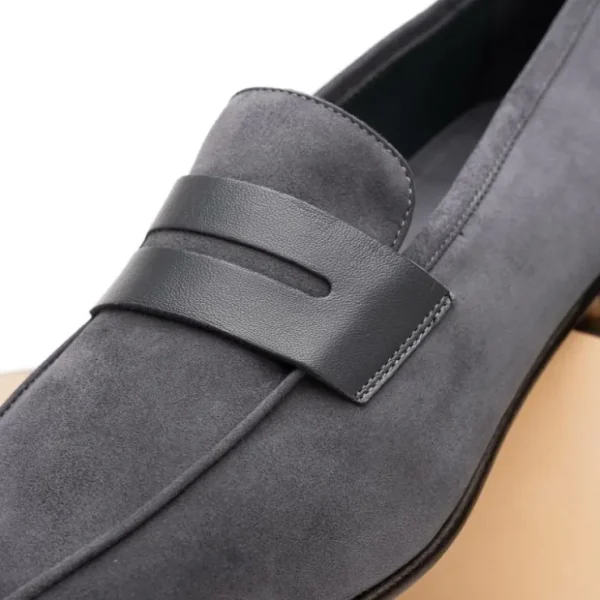zelli_tippa_suede__calfsk_2.webp Best Zelli Tippa Suede / Calfskin Penny Loafers (16-672-GRY) Grey