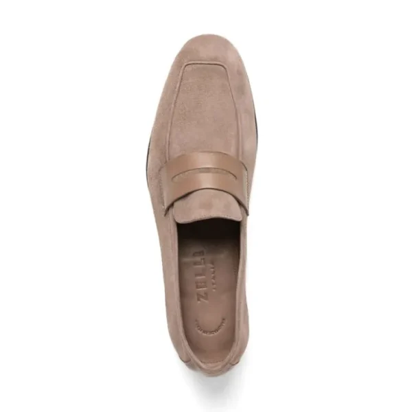 Clearance Zelli Tippa Suede / Calfskin Penny Loafers (16-672-TPE) Taupe