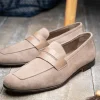 Clearance Zelli Tippa Suede / Calfskin Penny Loafers (16-672-TPE) Taupe